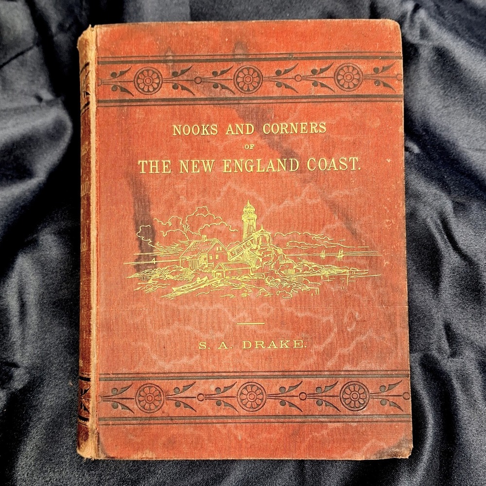 1875 1st Ed Nooks & Corners New England Coast Drake Red Travel Art Antique Book